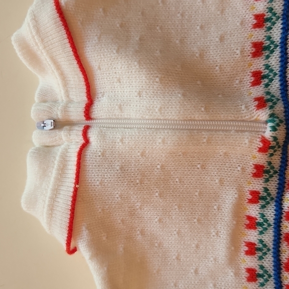 Vintage 18 months white heart floral print knit sweater - Picture 6 of 10